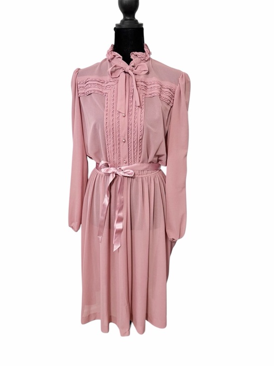 Dresses & Skirts - Vintage 60s Ruffle Midi Secretary Whimsical dress Size Medium Large Tie